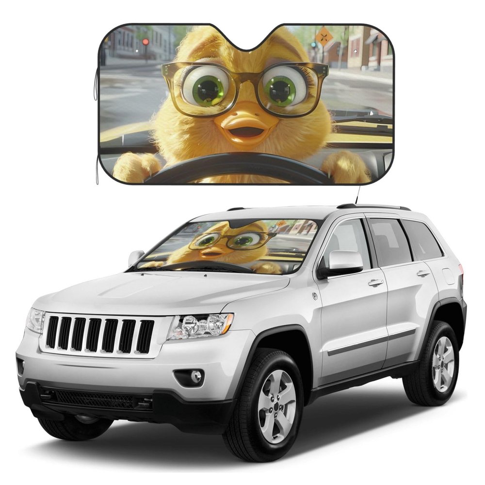 MotorCart Basics Duck Print Car Windshield Sunshade Foldable Reflective Sun Shade Blocks Uv Rays,51X27IN, Small, OIDF159