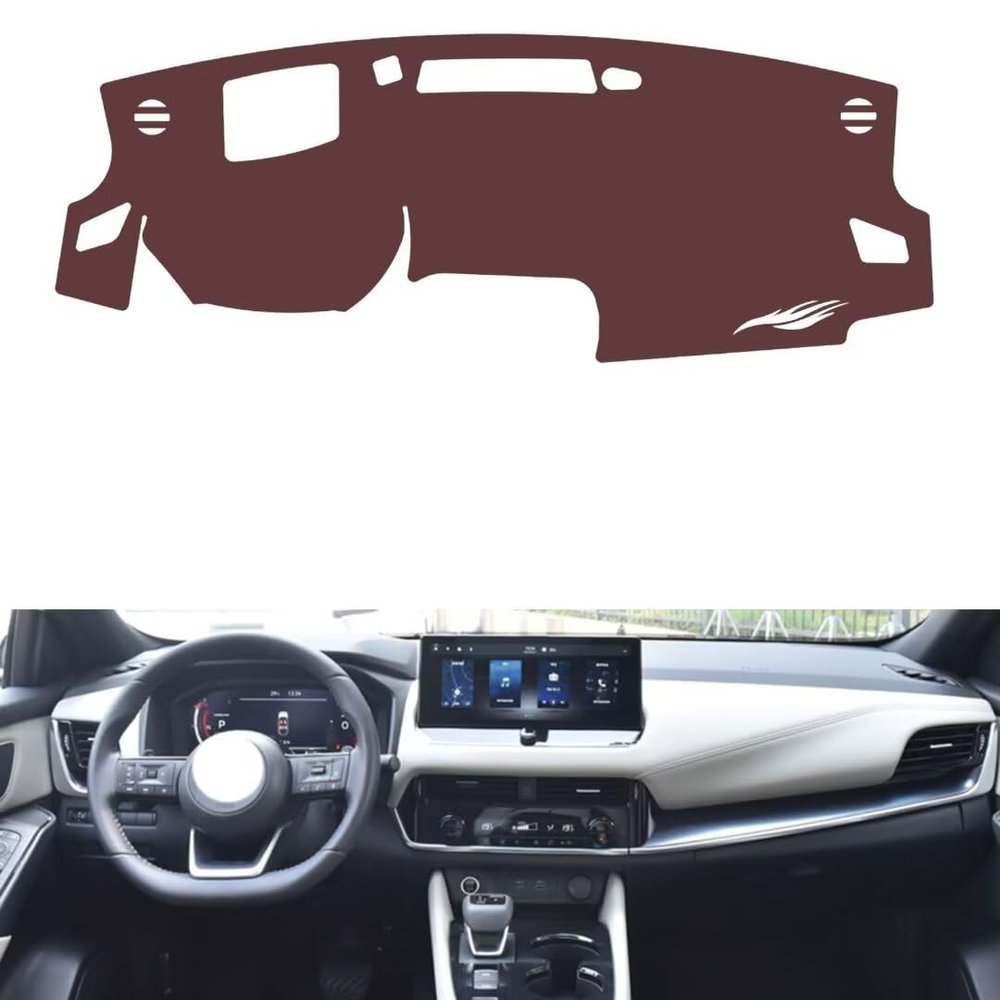Leather Dash Board Cover mat Compatible with Nissan New Qashqai (HUD 2023 Anti-Glare and dust Protector(Brown)