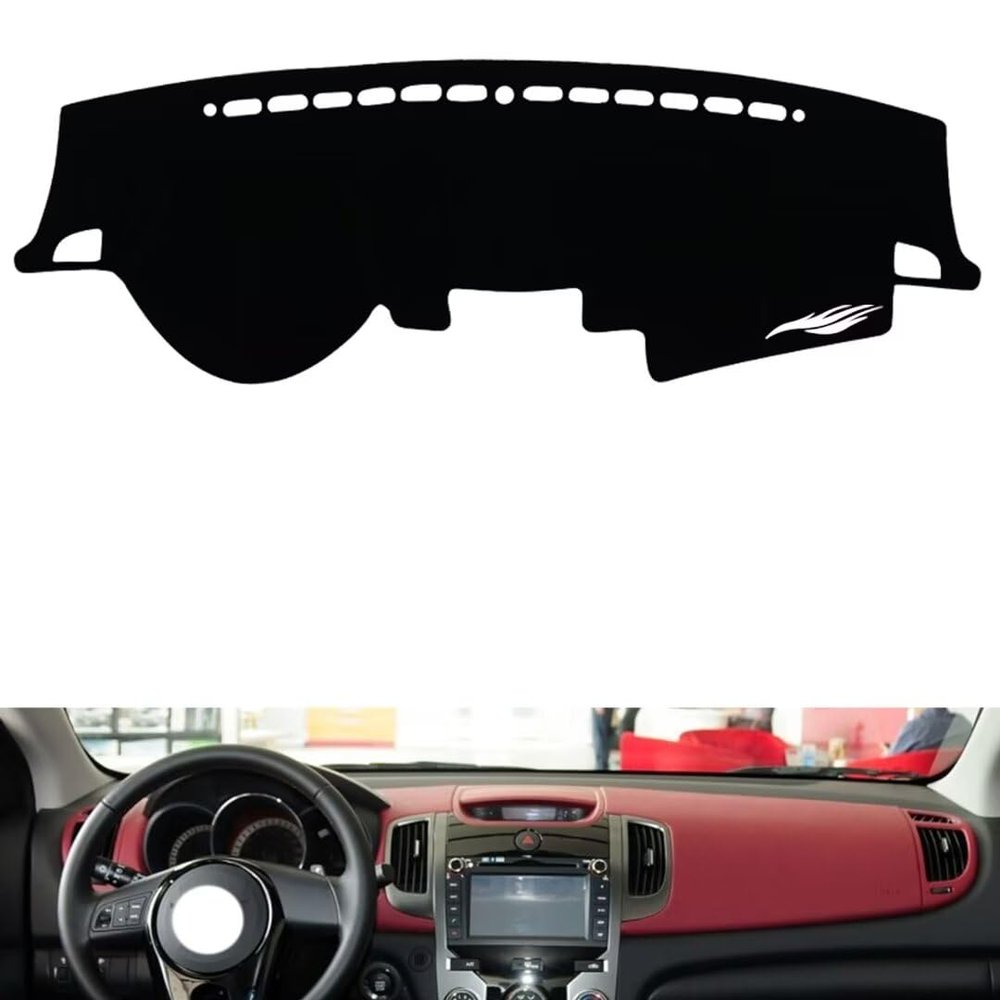 Non-slip anti-glare dash cover Compatible with KIA SHUMA 2010-2013, premium leather (black)