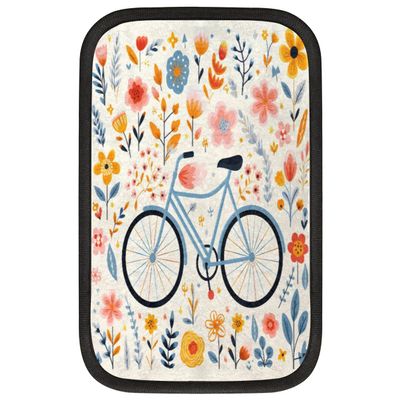Snatocys Armrest Box Mat, Bicycle Cycling Armrest Cushion, 12.88 Inch Car Armrest Seat Box Cover Accessories Interior Protection for Most Vehicle SUV Car, Colorful Flowers