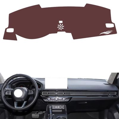 Anti-Slip Sun-Proof Dashboard Cover Compatible with Honda Integra, Premium Leather (Brown)