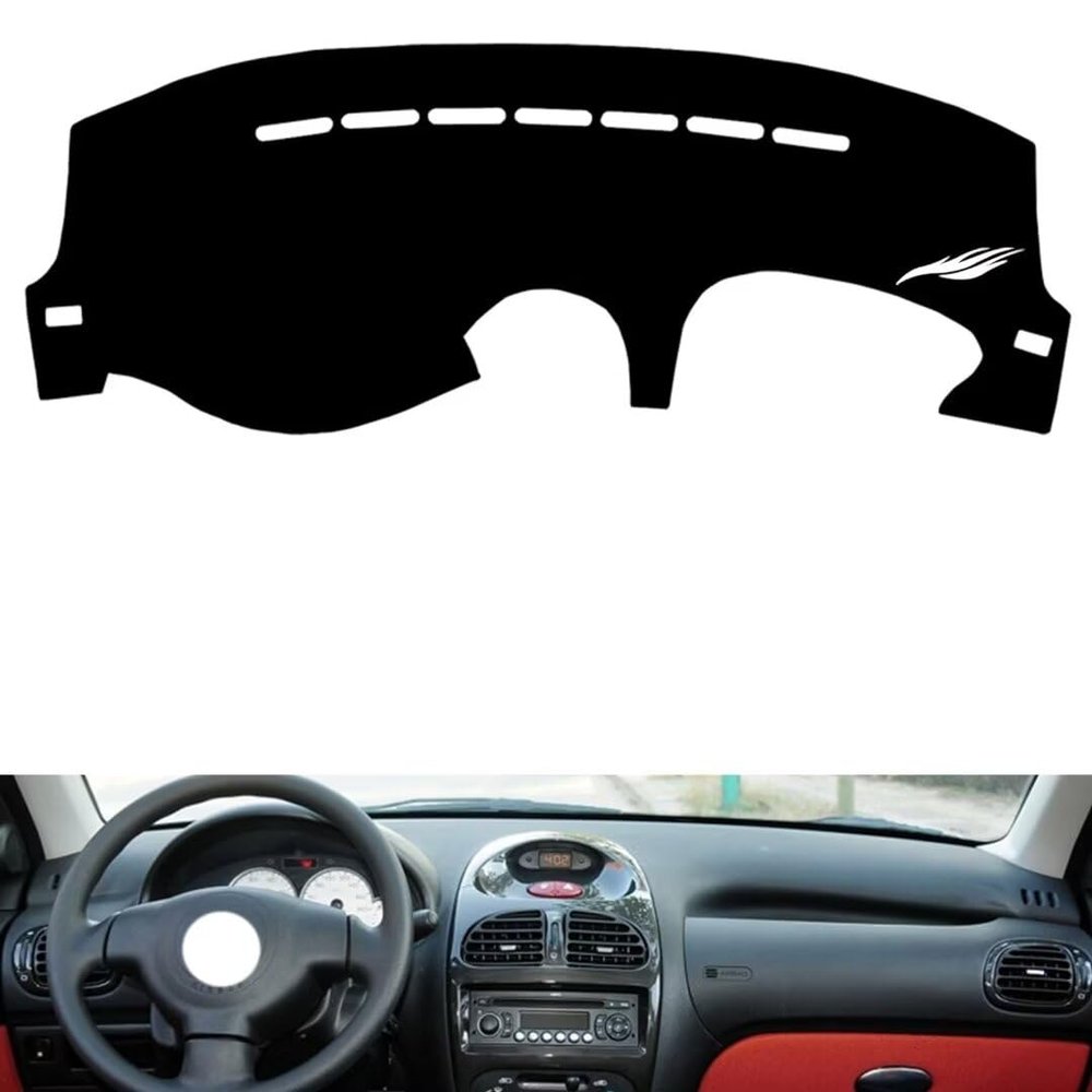 Non-slip anti-glare dash cover Compatible with Citroen C2, premium leather (black)