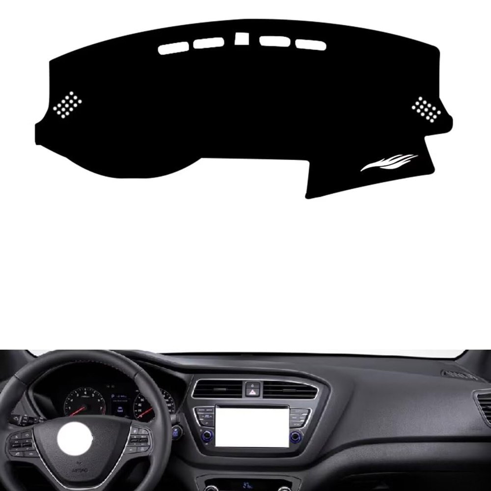 Non-slip anti-glare dash cover Compatible with HyundaiHyundai i20 2018, premium leather (black)