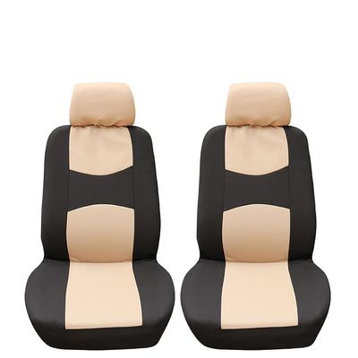 aqxreight Universal Car Front Seat Protective Cover Set Interior Decoration All Seasons Easy Clean Exquisite Design 4pcs Full Set Cloth Material (Beige+Black)