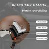 Motorcycle Leather Half Helmet Vintage Open Face Helmet DOT Approved Jet Helmet Removable Thermal Bib Retractable Visor Half Face Helmet Skull Cap Moped Scooter (G,Large) view 2