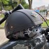 Motorcycle Leather Half Helmet Vintage Open Face Helmet DOT Approved Jet Helmet Removable Thermal Bib Retractable Visor Half Face Helmet Skull Cap Moped Scooter (G,Large) view 3