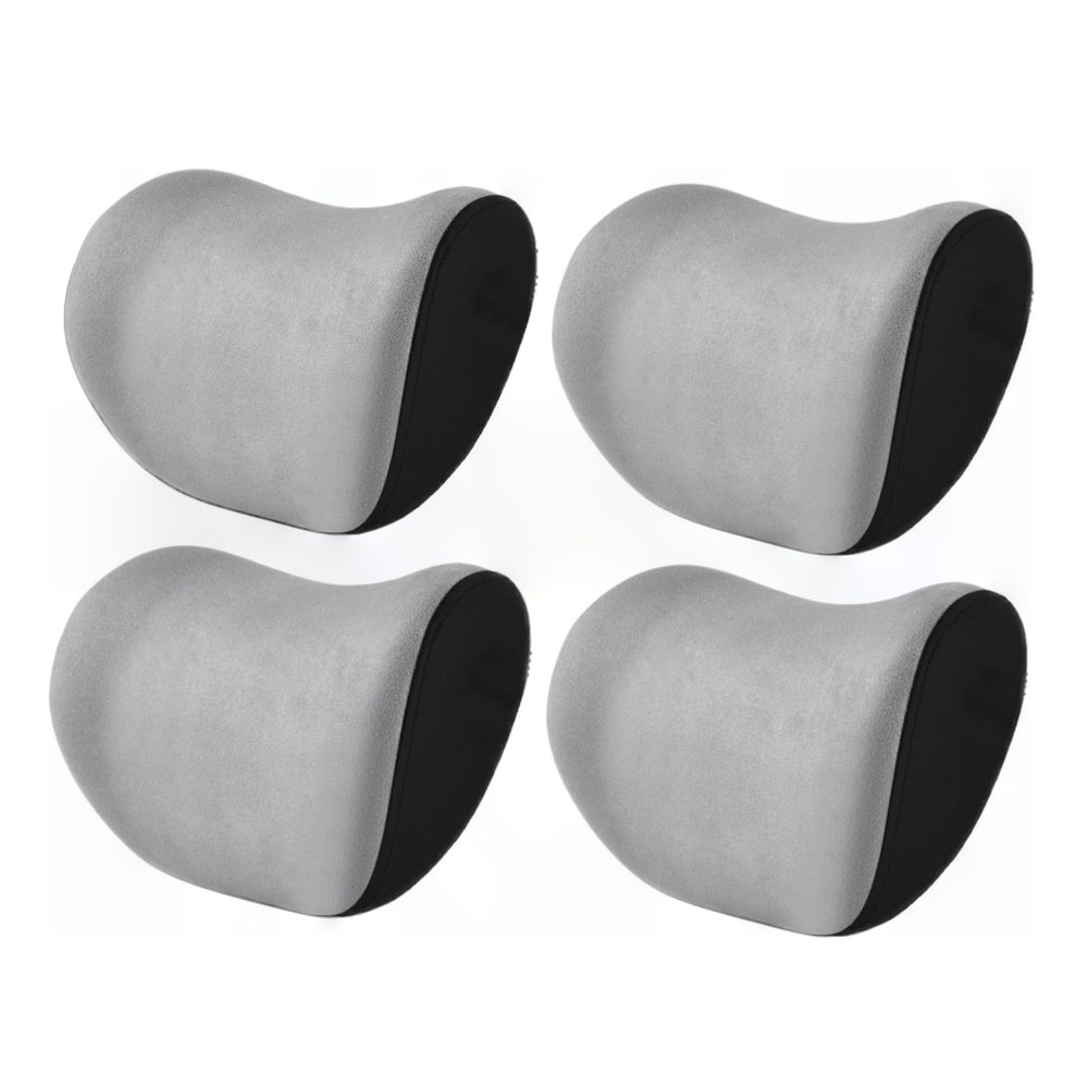 LXQTAO Car Interior Accessories: Plush Suede Neck and Lumbar Support Pillows for Comfortable and Safe Driving (4, Grey)