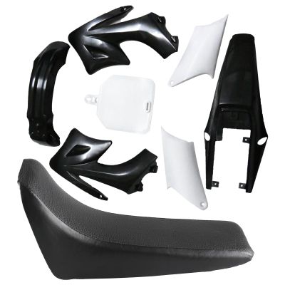 ICONSPORTSS Complete Plastic Fender Fairing Body Work Kit Mudguard Set with Seat For Motorcycle Pit Dirt Bikes Apollo 110cc 125cc 140cc 150cc 160cc Orion (Black)