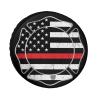 Waterproof Tire Cover American Thin Red Line Firefighter Flag Black, Weatherproof Dust-Proof Spare Tire Cover, Durable Oxford Cloth Wheel Covers for RV, Trailers, Camper, 28inch view 1