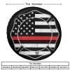 Waterproof Tire Cover American Thin Red Line Firefighter Flag Black, Weatherproof Dust-Proof Spare Tire Cover, Durable Oxford Cloth Wheel Covers for RV, Trailers, Camper, 28inch view 2