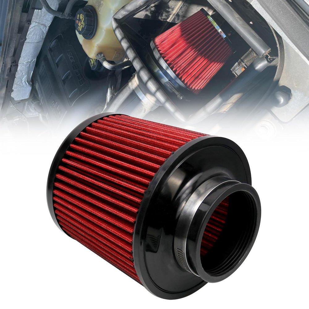 Frtcaty 76mm 3" High Flow Round Tapered Cone Cool Air Filter Cleaner with Top Filter Design Short 163mm tall