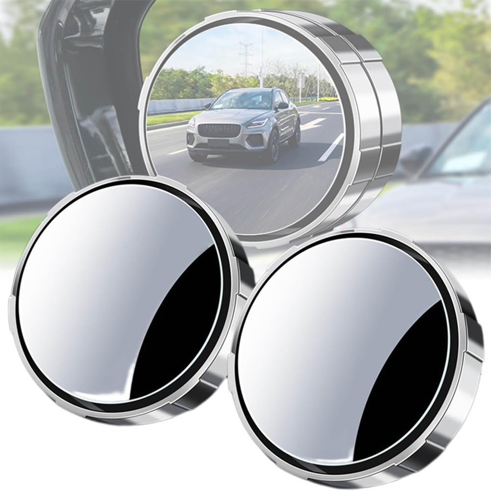 Suction Cup Car Convex Blind Spot Mirror, Upgraded Blind Spot Mirror for Car, 360Rotating And Swinging, High-Definition Wide-Angle View, 2 Pack Car Blind Spot Mirror (Silver)