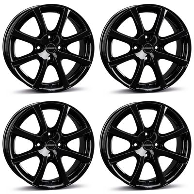 4x Borbet alloy rims LV4 5.5x15 ET45 4x100 black glossy compatible with Chevrolet Aveo Kalos Lanos Spark