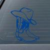 Dark Spark Decals Cowboy Hat Resting on Cowboy Boots 8 inch Blue Indoor Outdoor Vinyl Decal view 2