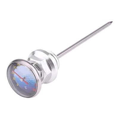 Aluminum Alloy Motorcycle Oil Dipstick with Temperature Gauge for 125 Motocross Motorbike, Black (Silver)