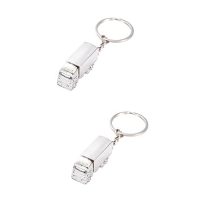 VINTORKY 2pcs Vivid Truck Design Metal Keychain Ring Keyring for Truck Drivers Compact Lightweight Metal Keychain