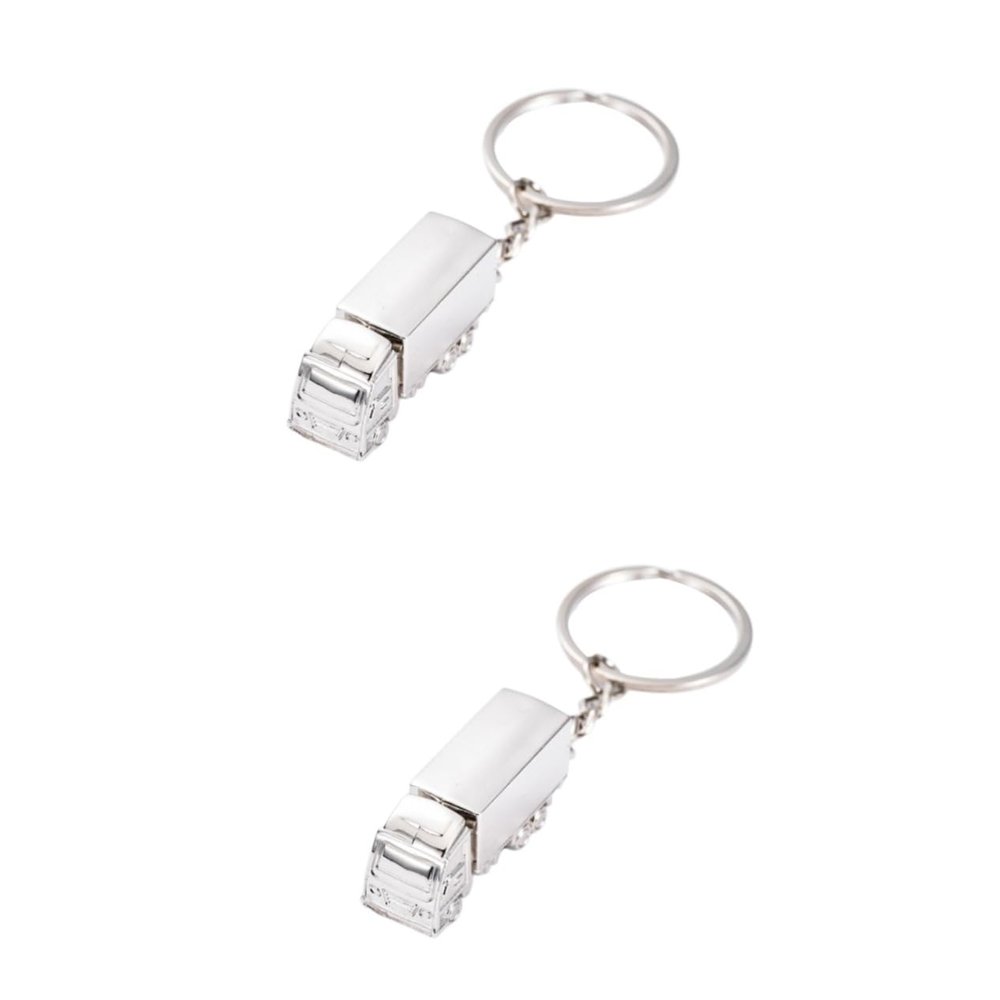 VINTORKY 2pcs Vivid Truck Design Metal Keychain Ring Keyring for Truck Drivers Compact Lightweight Metal Keychain