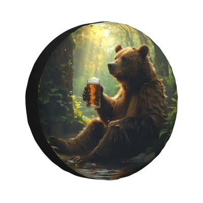 Bear Holding A Beer Mug Spare Tire Cover Weatherproof Universal Wheel Protectors Wheel Covers for RV Camper Travel Trailer SUV Truck 16 Inch