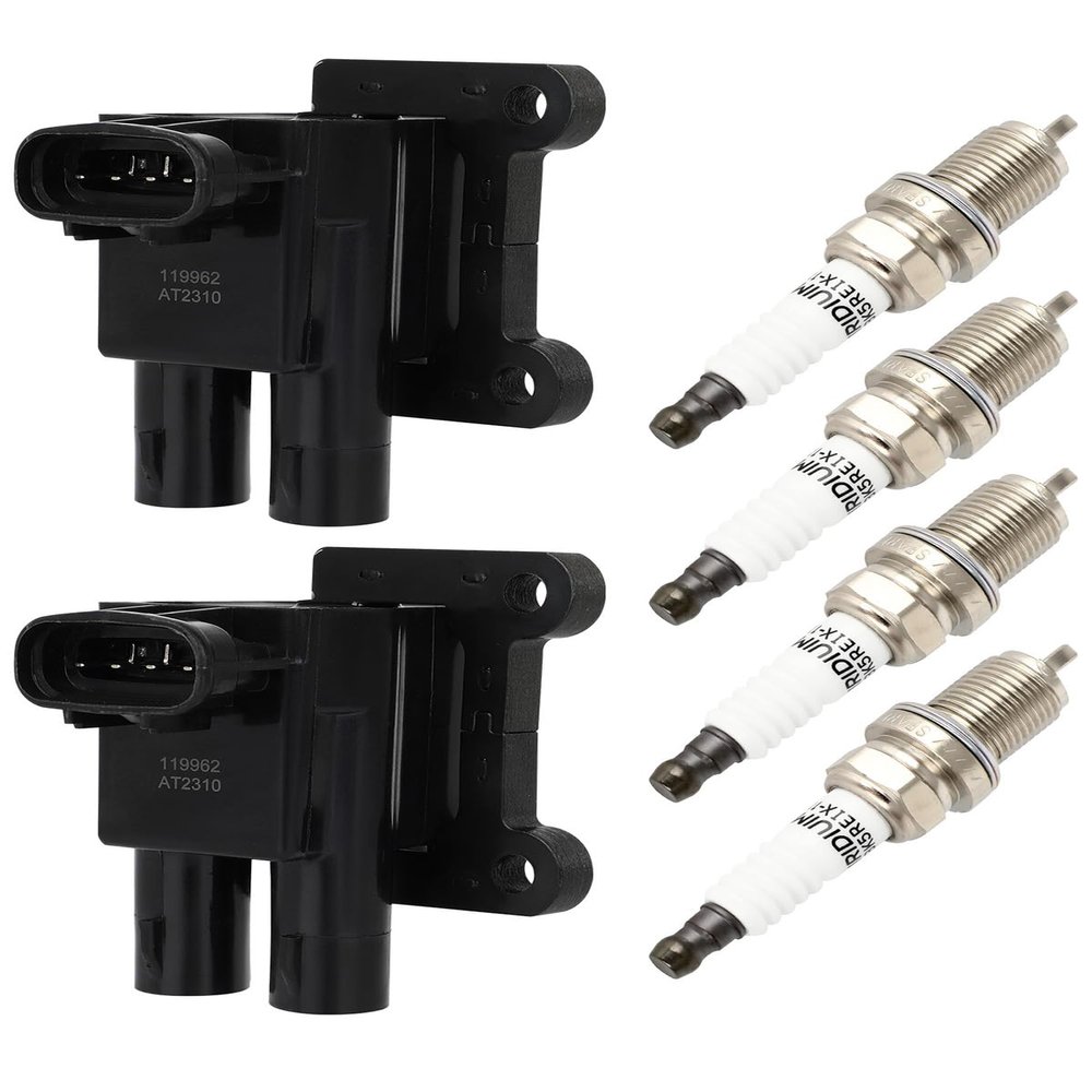 ECCPP Ignition Coil Coils&iridium Spark Plugs UF246 for Chevrolet Prizm 1998-1999 & for Toyota Corolla 1998-1999, L4 1.8L 2+4