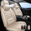 ITEYAO Leather Car Seat Cover for Honda Accord 2003-2023 2024, 5 Seats Premium Waterproof Breathable Faux Leather Seat Covers,Airbag Compatible Auto Seat Cover Protectors(Beige,Full Set with Pillow) view 2