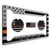American Flag in God We Trust License Plate Frame + Orange Line Coasters + Keychain - Perfect for God and Country Lovers - Tactical Patriot Brush License Plate Frame Made in USA view 1