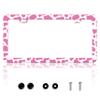 Pink Cow Print License Plate Frame Animal Texture License Plate Frames Personalise Stainless Steel Funny Design Compatible with Standard License Plate Holder for USA Canada 6 X 12 Inch with Screws view 1
