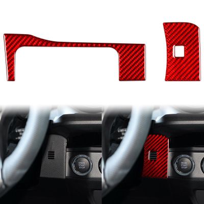 Real Carbon Fiber Dashboard Both Sides Panel Decoration Panel Decal 2pcs Cover Interior Trim Premium Sticker Cover Accessories Compatible With Toyota Tacoma 2015 2016 2017 2018 2019 2020 2021 2022 Red