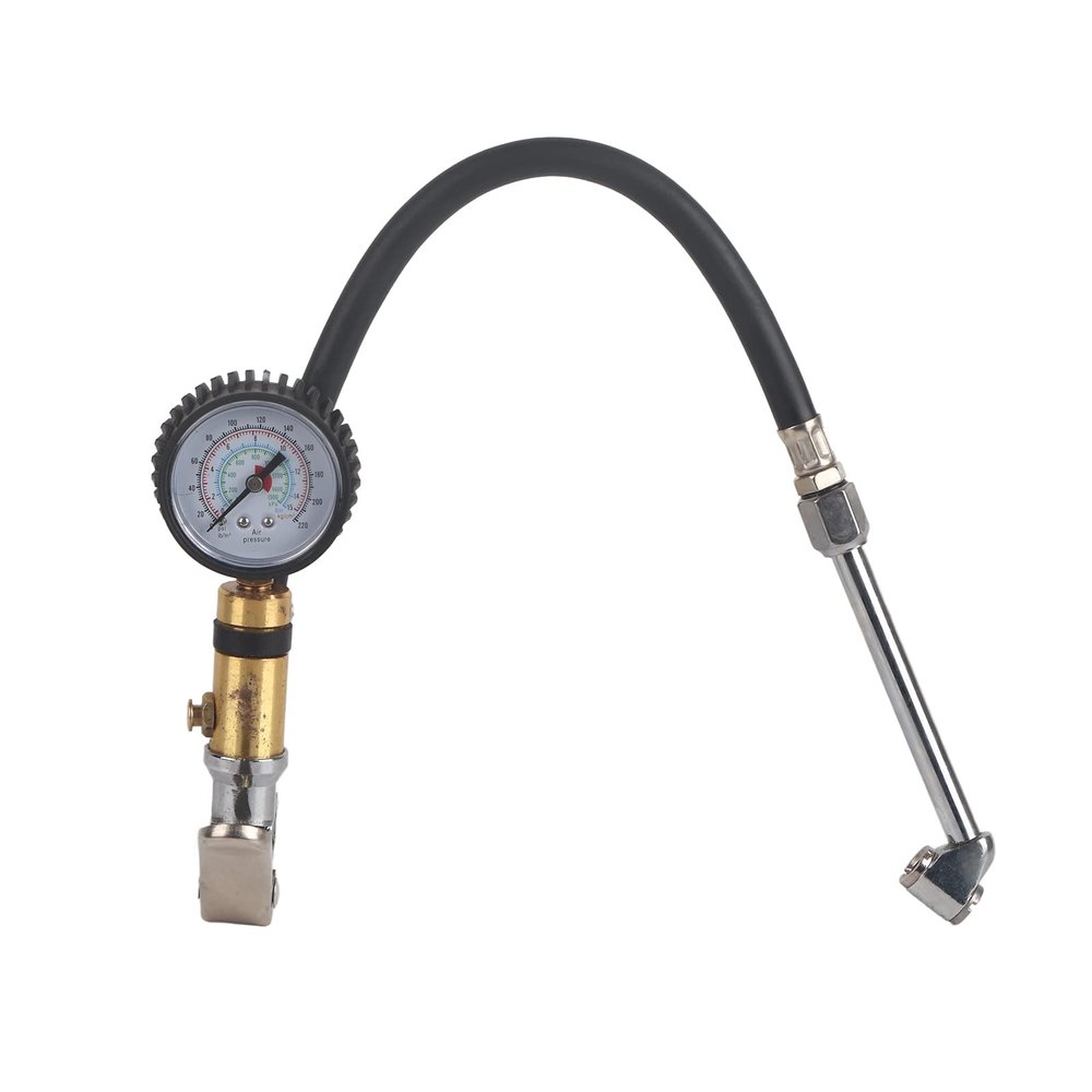 1/4 Trunk Motorcycle Tire Pressure Dial Air Compressor Inflator Pump with 10-220psi Capacity for Bike, Motorcycle, Automobile