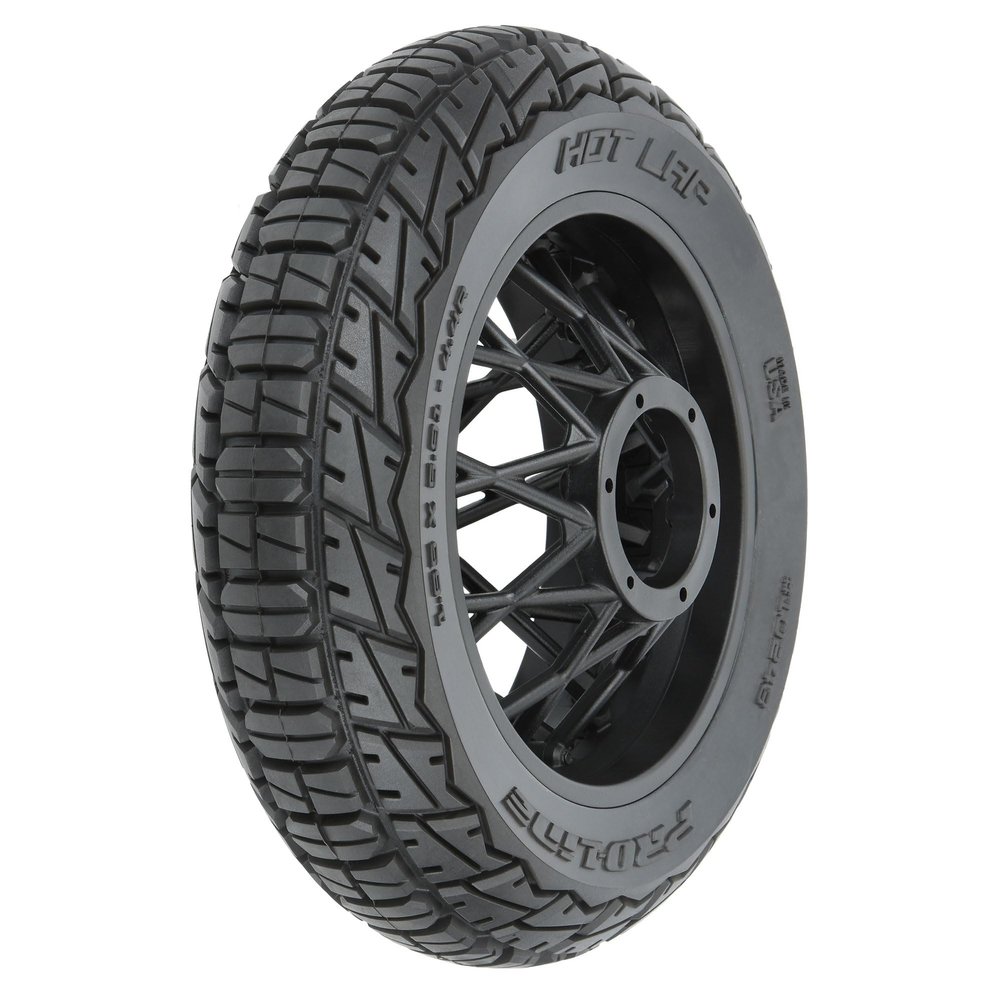 Pro-line Racing Hot Lap S3 Motorcycle Rear Tire Mounted on Black Supermoto Wheel for Promoto-MX Rear PRO1024310