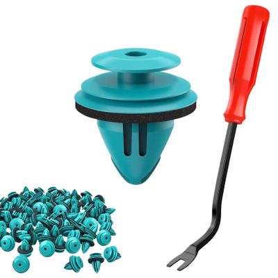 Tecledsn 100PCS Trim Door Panel Retainer, Fender Liner Clips, Car Push Fastener with Removal Tool, 90467-10188 Door Install Clips Replacement for Camry Solara Tundra Avalon Tacoma