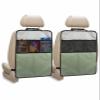 Pinroote Back Seat Cover for Kids, Sage Green Ombre 2 Pack Waterproof Kick Mats Protector for Child, Modern Sage Green Abstract Art Universal Car Seat Back Organizer with 3 Mesh Pockets view 1