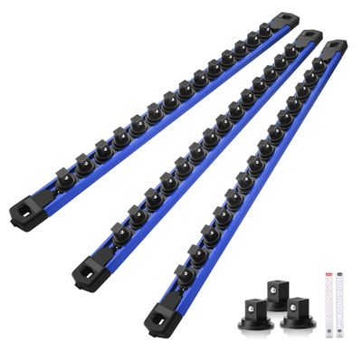 Reniteco Magnetic Socket Organizer Set, 3-Pack 3/8 Socket Rails