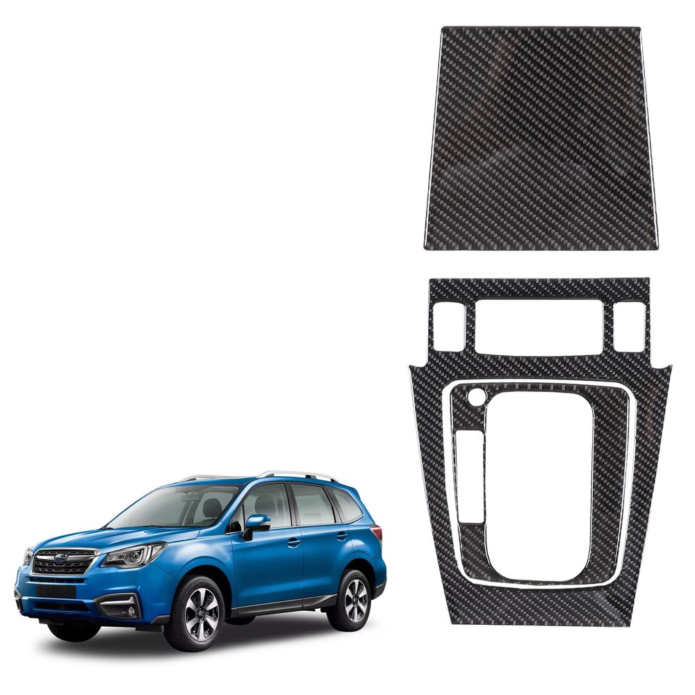 Aotumcer Central Control Gear Shift Panel Trim Cover for Subaru Forester 2013-2018, Gear Shifter Console Panel Trim Frame Anti-Scratch Cover Molding Sticker, (3, Black Carbon Fiber Style)