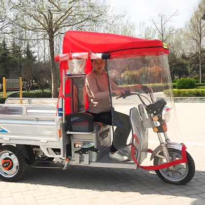 CHZDPP Electric Tricycle Protective Cover for Rain Sun Snow Proof, Tricycle Frame Canopy for Outside, Green/Blue/Red Adult Tricycle Cover(Red,35.4inch/90cm Wide)