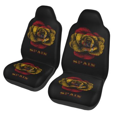 Rose Spain Spanish Flag Car Seat Cover (Set of 2) Car Front Seat Cover Washable Breathable Vehicle Cushion Protector for Sedan Truck Automotive, SUV, Van