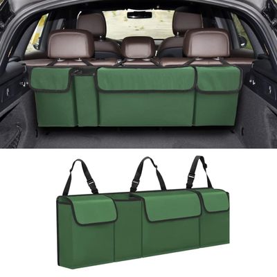 Honibaoto Car Trunk Organizer, Backseat Hanging Large Storage with Adjustable Straps,Waterproof PVC Collapsible Cargo Bag, Car Interior Accessories for Auto SUV MPV (Green)