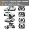 Wheel Logo Decal Overlay Stickers for Tesla, Uberturbine/Arachnid/Cyberstream, 5-pc Set (Satin Purple Metallic) view 3