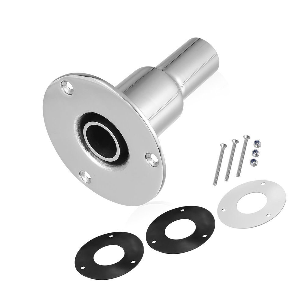 Partuto Straight Thru Hull Exhaust Skin Fitting with Screws and Nuts for 24mm 0.94 Inch Tube Pipe Stainless Steel Replacement