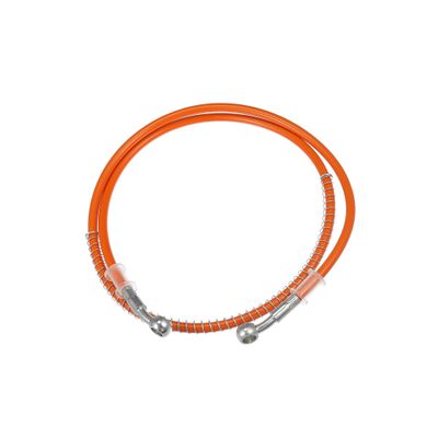 Partuto Hydraulic Brake Hose Line Pipeline, 120cm 47.24" 10mm 0.39" Braided Oil Pipe W/Tube Nut Universal for Motorcycle ATV Go Kart Durable Stainless Steel Orange with Spring Replacement