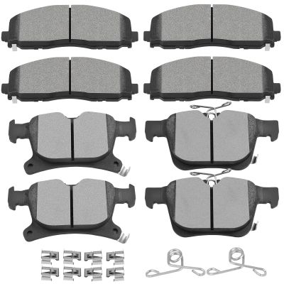 SCITOO D1589 D1901 Front Semi-Metal Rear Ceramic Brake Pads Sets w/Hardware