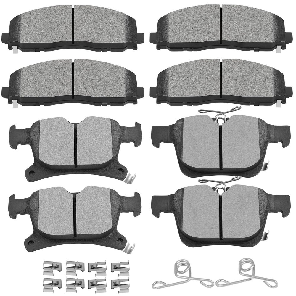 SCITOO D1589 D1901 Front Semi-Metal Rear Ceramic Brake Pads Sets w/Hardware