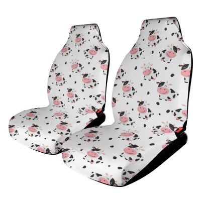 OXJOIIS 2Pcs Car Seat Covers for Front Seats Cute Funny Milk Cow Print Front Seat Cover Set, Interior Covers for Auto Truck SUV