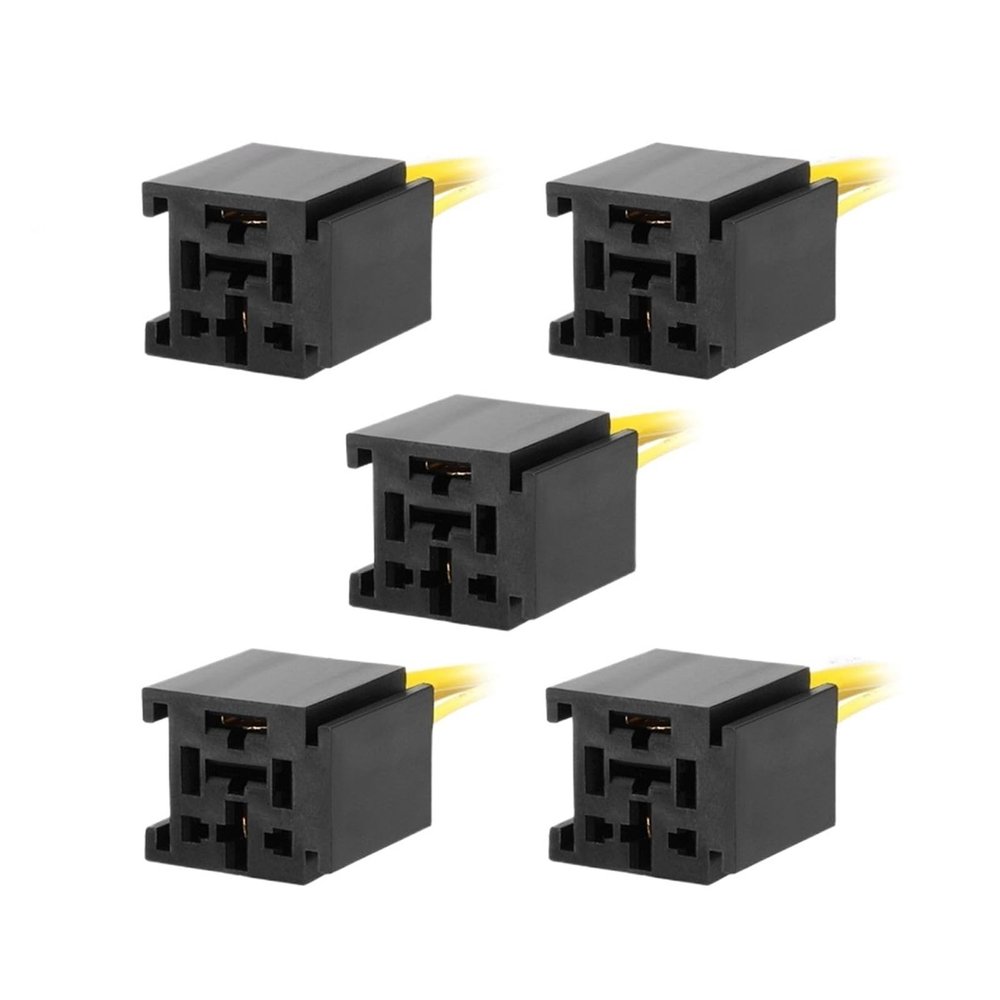 5pcs DC 12V/24V 80A 4 Terminals Relay Socket Harness Connector for Auto Car