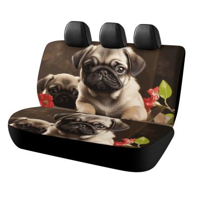 NWTRJ Puppys Pug Car Back Seat Covers Soft Waterproof Cars Rear Bench Cushion Covers Dust and Scratch Proof Auto Backrest Protector Cover Universal Fit Most Trucks SUV Van