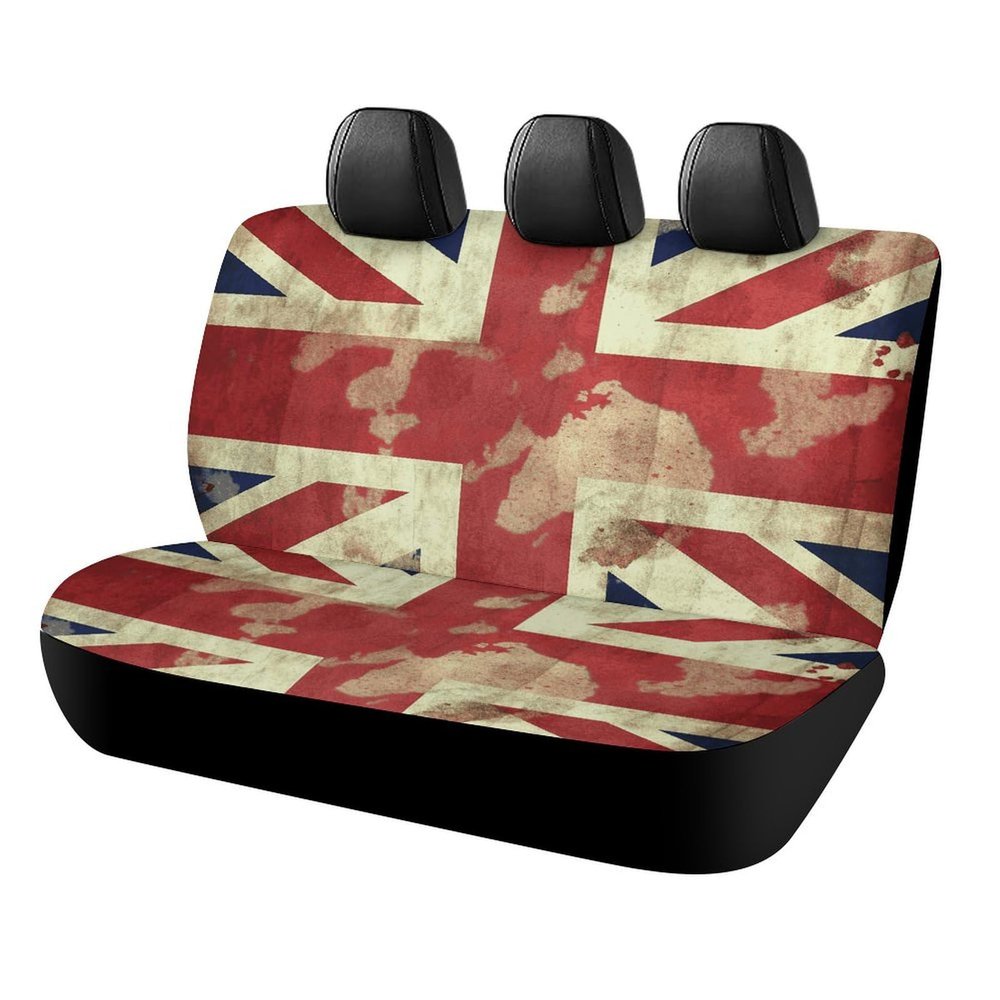 NWTRJ Vintage Union Jack British Flag Car Back Seat Covers Soft Waterproof Cars Rear Bench Cushion Covers Dust and Scratch Proof Auto Backrest Protector Cover Universal Fit Most Trucks SUV Van