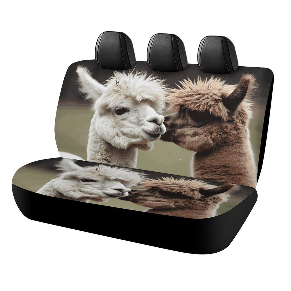 NWTRJ Funny Alpaca Car Back Seat Covers Soft Waterproof Cars Rear Bench Cushion Covers Dust and Scratch Proof Auto Backrest Protector Cover Universal Fit Most Trucks SUV Van