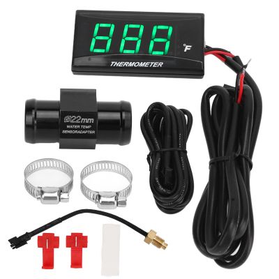 Motorcycle Water Temperature Gauge, DC12V LCD Display Water Temperature Meter Easy to Install Accurate for Modifiion (Green),Thermometer