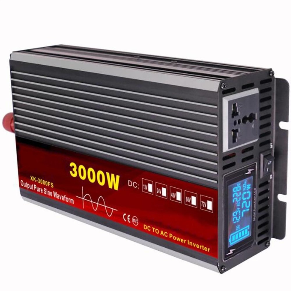 Pure sine Wave Power Inverter 3000W 4000W 5000W 6000W DC 12V/24V/48V/60V/72V to AC 110V 220V LCD Display Converter,AC Outlets,Dual Cooling Fans, for RV Truck Car(3000W,60Vto220V)