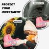 Kick Mat Back Seat Protector for Car 2 Pack Extra Large Car Back Seat Cover with 3 Storage Pockets Waterproof Seat Back Protector Yellow Sunflower Blooming Backseat Car Organizer for Trucks SUV view 2