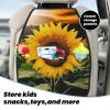 Kick Mat Back Seat Protector for Car 2 Pack Extra Large Car Back Seat Cover with 3 Storage Pockets Waterproof Seat Back Protector Yellow Sunflower Blooming Backseat Car Organizer for Trucks SUV view 3